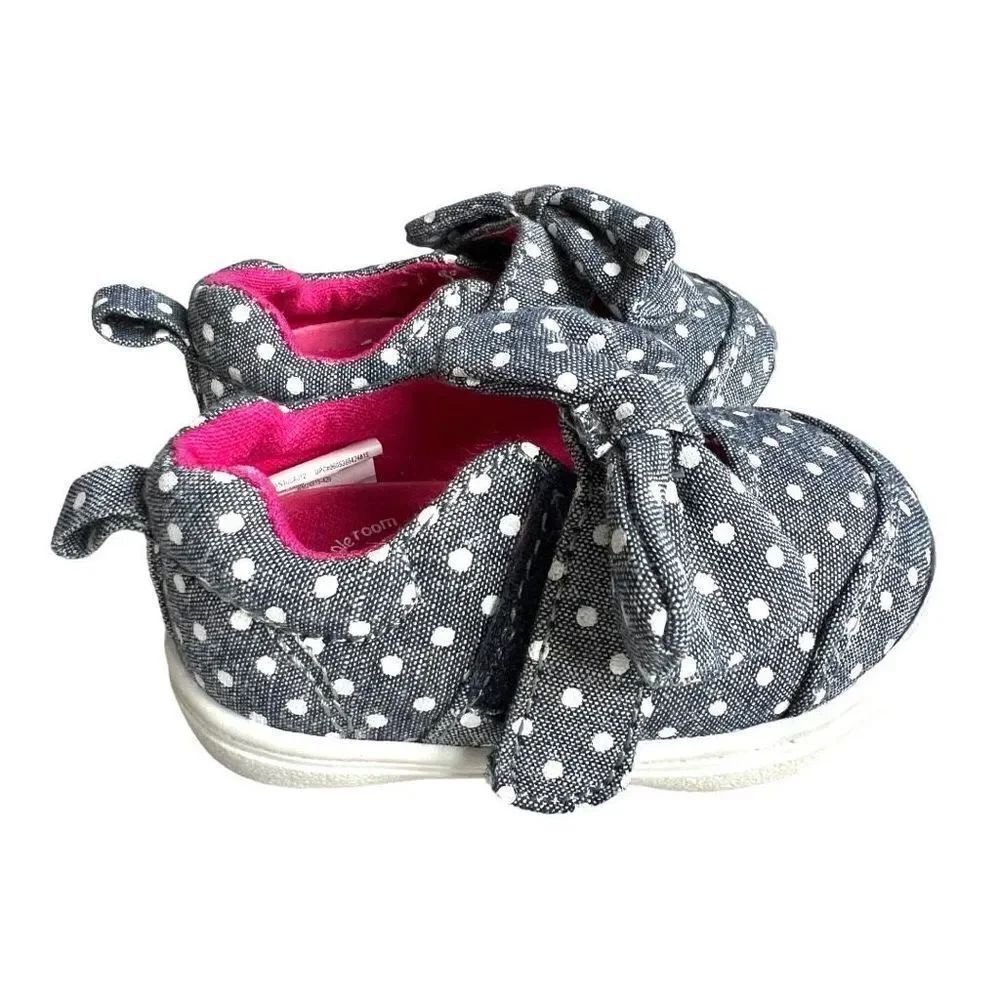 Baby Girls Wonder Nation Mary Jane Polka Dot Bow Slip-on Sneaker - Sz 2
